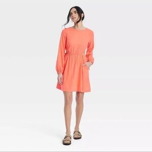 Universal Thread Coral Long Sleeve Dress L